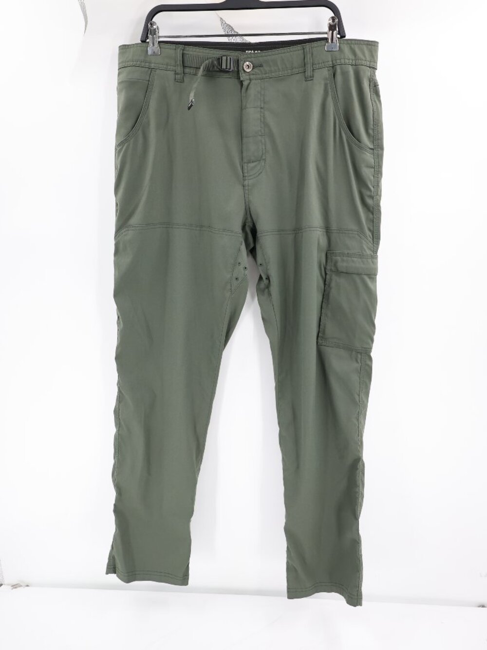 PrAna Pants Men 38 Zion belted Cargo pocket Straight Outdoor Nylon Stretch Green
